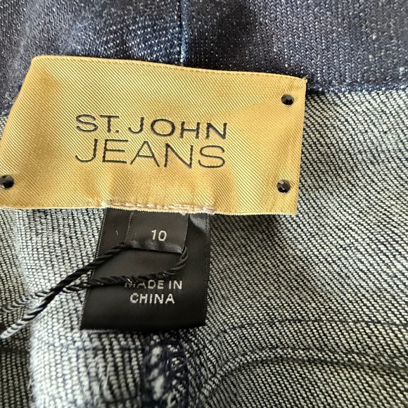 St.‎ John Embellished Jeans Dark Wash Denim Straight Leg Pants Size 10 - Picture 7 of 9